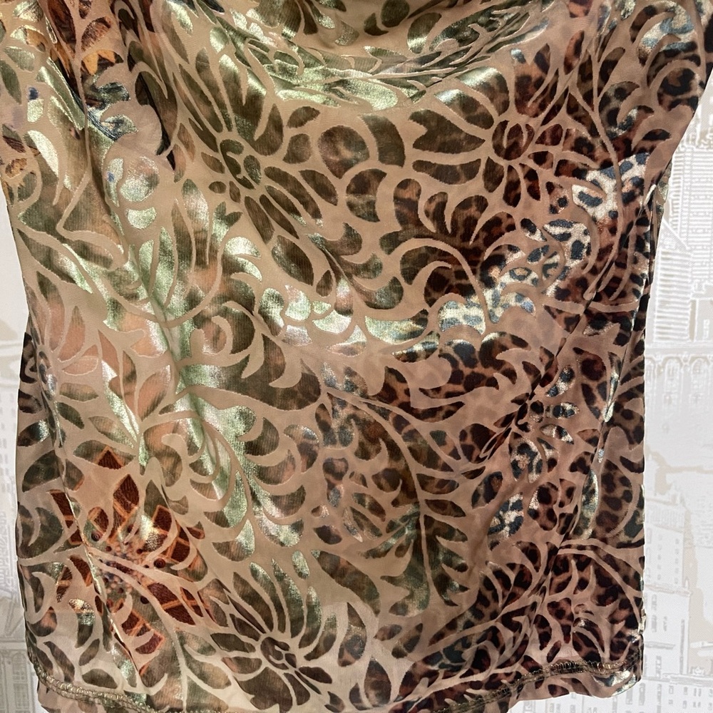 Cache Long Sleeve Top Velour Plant Print - Size Medium M - Picture 4 of 9